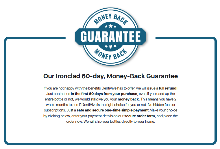 Dentivive 60 Day Money Back Guarantee